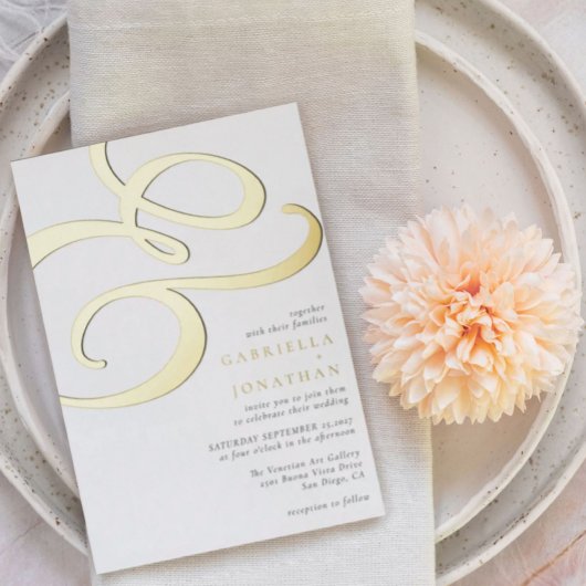 Einfache moderne Ampere und Hochzeit von Black Gol Folieneinladung