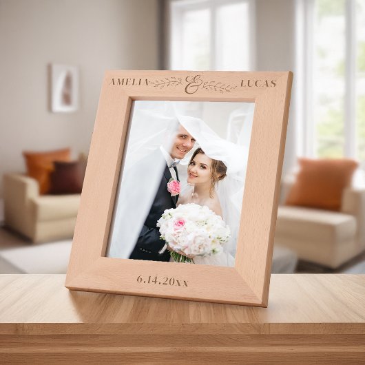 Einfache moderne Ampersand & Blätter Personalisier Geätzte Rahmen