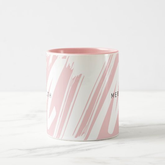 Einfache moderne Anfänge & Name Rosa & Weiß Zweifarbige Tasse (Mittel)