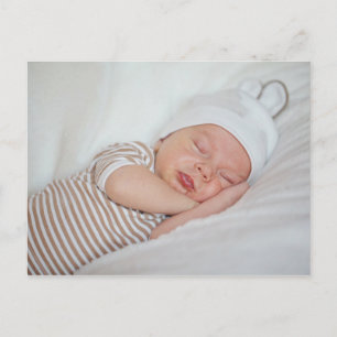 Einfache moderne Ankündigung mit Babyfoto Postkarte