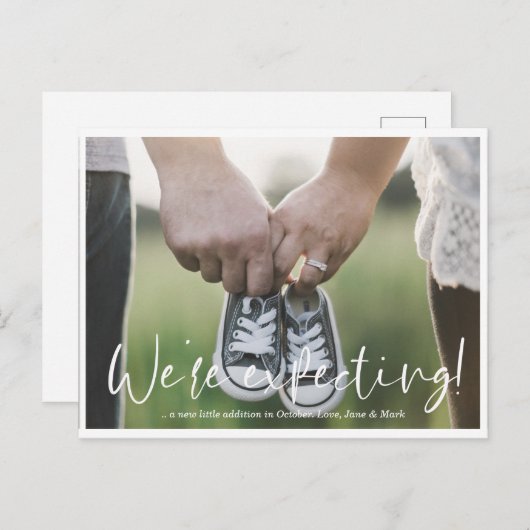 Einfache moderne Ankündigungskarte für Schwangersc Ankündigungspostkarte (Vorne/Hinten)