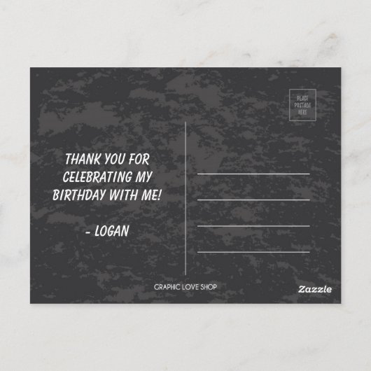 Einfache moderne Aquamarin Grau und Schwarz Vielen Postkarte (Rückseite)