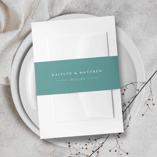 Einfache moderne Aquamarine Grüne Hochzeit Einladungsbanderole
