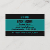 Einfache, moderne Aquamarine und Black Personal Tr Visitenkarte (Rückseite)