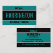 Einfache, moderne Aquamarine und Black Personal Tr Visitenkarte (Vorne/Hinten)