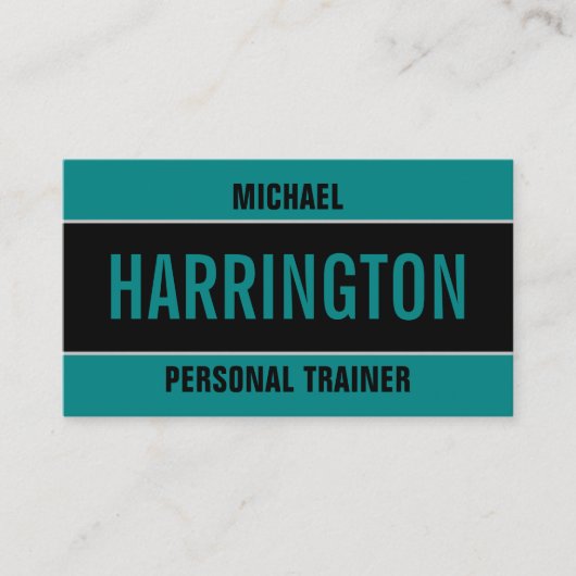 Einfache, moderne Aquamarine und Black Personal Tr Visitenkarte (Vorderseite)