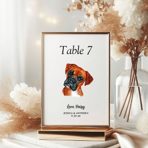Einfache moderne Aquarell-Hund-Hochzeit Tischnummer