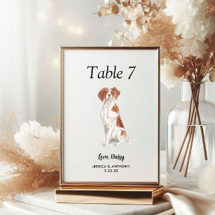 Einfache moderne Aquarell-Hund-Hochzeit Tischnummer