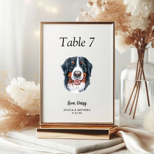 Einfache moderne Aquarell-Hunde-Hochzeit Tischnummer