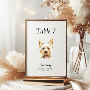 Einfache moderne Aquarell-Hunde-Hochzeit Tischnummer