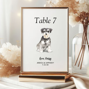 Einfache moderne Aquarell-Hunde-Hochzeit Tischnummer