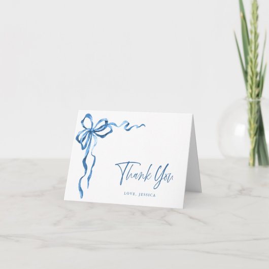 Einfache moderne Aquarellfarbe Blauer Handgezeichn Dankeskarte (Vorderseite)