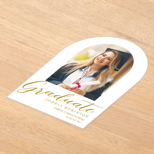 Einfache moderne Arch Foto Abschluss Gold Acryleinladungen (Ablage )