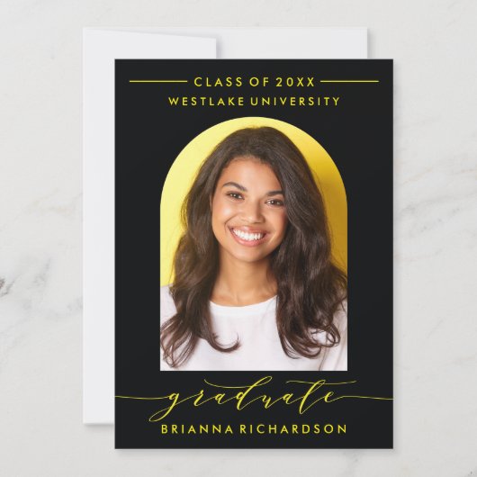 EINFACHE MODERNE ARCH-SCRIPT-ABSCHLUSS-EINLADUNG EINLADUNG (Vorderseite)