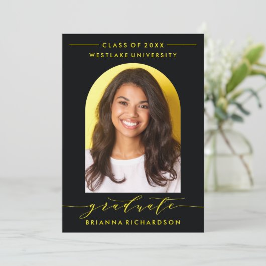 EINFACHE MODERNE ARCH-SCRIPT-ABSCHLUSS-EINLADUNG EINLADUNG (Stehend Vorderseite)