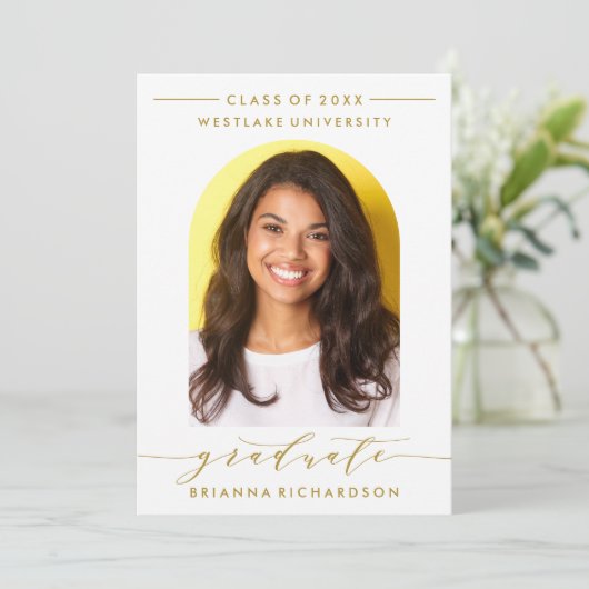 EINFACHE MODERNE ARCH-SCRIPT-ABSCHLUSS-EINLADUNG EINLADUNG (Stehend Vorderseite)