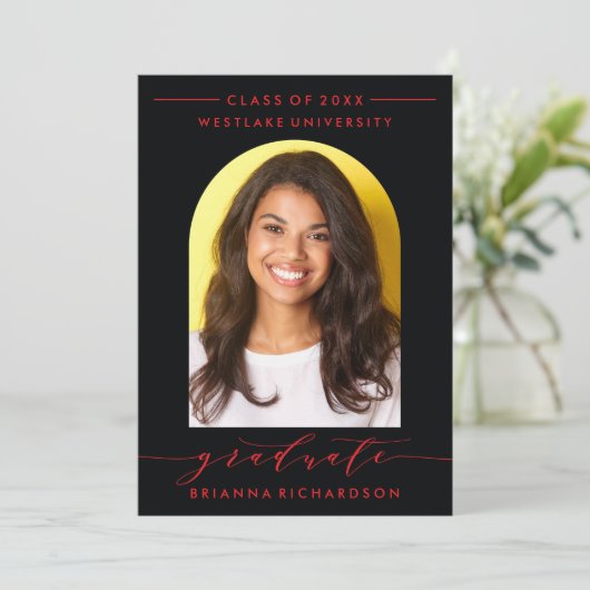 EINFACHE MODERNE ARCH-SCRIPT-ABSCHLUSS-EINLADUNG EINLADUNG (Stehend Vorderseite)