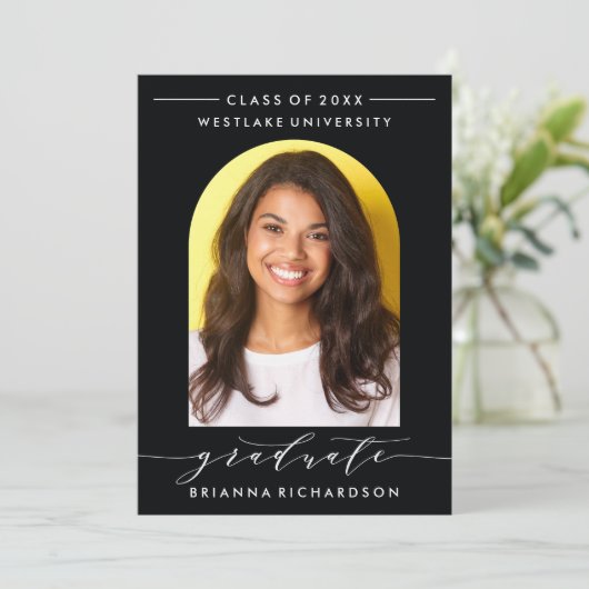 EINFACHE MODERNE ARCH-SCRIPT-ABSCHLUSS-EINLADUNG EINLADUNG (Stehend Vorderseite)