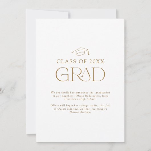 Einfache moderne Arch Typografie Gold Foto Grad Ankündigung (Rückseite)