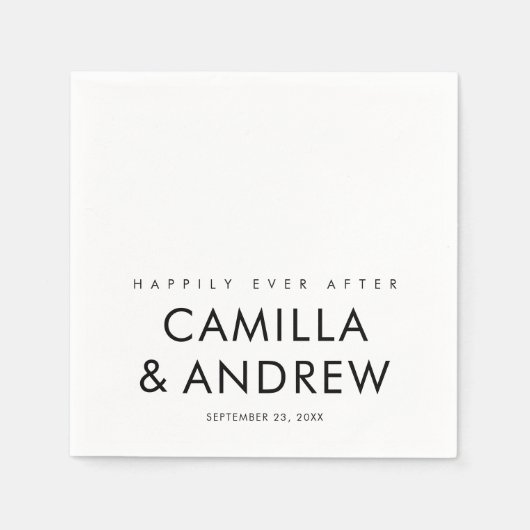 Einfache moderne Art Schwarz-Weiß-Hochzeit Serviette (Vorderseite)