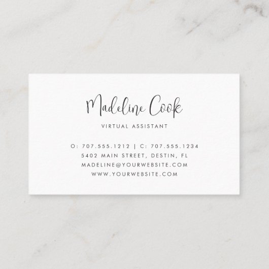 Einfache moderne Ash Black Calligraphy Script Visitenkarte (Rückseite)