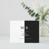 Einfache moderne B/W-Monogramm-Hochzeit retten das Ankündigungspostkarte (Stehend Vorderseite)