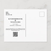 Einfache, moderne B/W-Monogramm-QR-Code Save the D Ankündigungspostkarte (Rückseite)