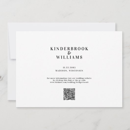 Einfache, moderne B/W-Monogramm-QR-Code Save the D Date (Rückseite)
