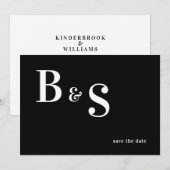 Einfache, moderne B/W-Monogramm-QR-Code Save the D Date (Vorne/Hinten)