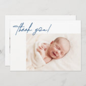 Einfache moderne Baby Boy Blue Geburt Baby Duschge Ankündigung (Vorne/Hinten)