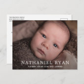 Einfache moderne Baby Boy Foto Birth Ankündigungspostkarte (Vorne/Hinten)
