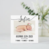 Einfache moderne Baby Foto Birth Stats Ankündigung (Stehend Vorderseite)