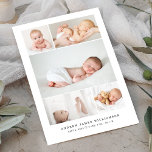 Einfache moderne Baby Foto Collage Geburtsstaten Ankündigung<br><div class="desc">Die Ankunft Ihres neuen Fotos mit unserer einfachen und modernen Baby Collage Geburts-Ankündigung Karte bekannt geben. Das Design verfügt über ein 5-Foto-Collage-Layout, um die Fotos Ihres neuen Babys anzuzeigen. Passen Sie den Namen des Babys, die Geburtsdatum und die Geburtsdaten an. Auf der Rückseite befindet sich das Skript "Liebe" in den...</div>