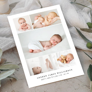 Einfache moderne Baby Foto Collage Geburtsstaten Ankündigung