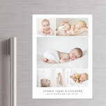 Einfache moderne Baby Foto Collage Geburtsstaten Magneteinladung<br><div class="desc">Ankündigen Sie die Ankunft Ihres neuen Babys mit unserer einfachen und modernen magnetischen Baby Foto Collage Geburts-Ankündigung Karte. Das Design verfügt über ein 5-Foto-Collage-Layout,  um die Fotos Ihres neuen Babys anzuzeigen. Passen Sie den Namen des Babys,  die Geburtsdatum und die Geburtsdaten an.</div>