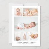 Einfache moderne Baby Foto Collage Geburtsstaten Magneteinladung (Vorderseite)