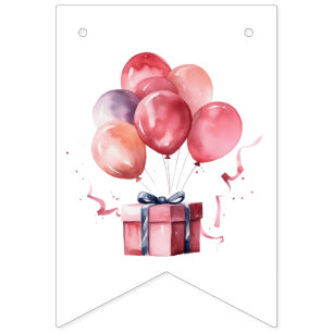 EINFACHE MODERNE BABY GIRL WATERCOLOR BALLOONS DUS WIMPELKETTE