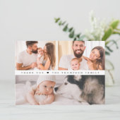 Einfache moderne Babydusche 3 Fotos Dankeskarte (Stehend Vorderseite)