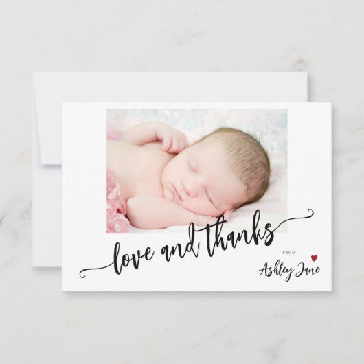 Einfache moderne Babydusche Foto Liebe und danke (Vorderseite)