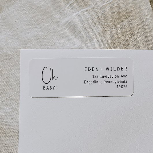 Einfache moderne Babydusche Oh Baby Rücksendeadres