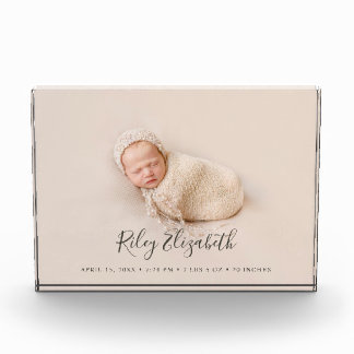 Einfache moderne BabyGeburtsstaten und neugeborene Fotoblock