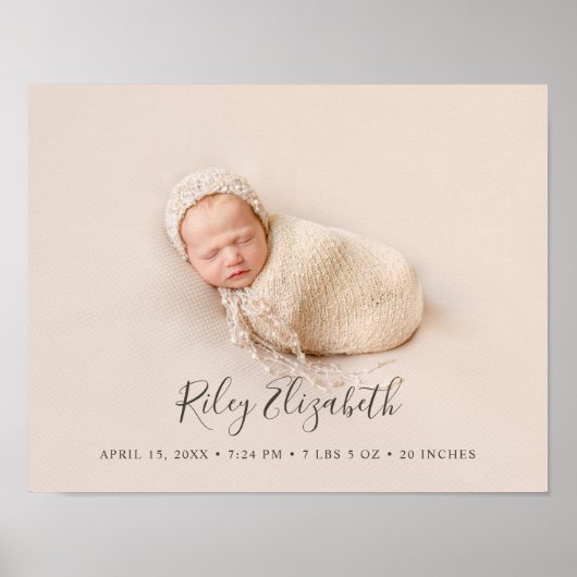 Einfache moderne BabyGeburtsstaten und neugeborene Poster (Vorne)