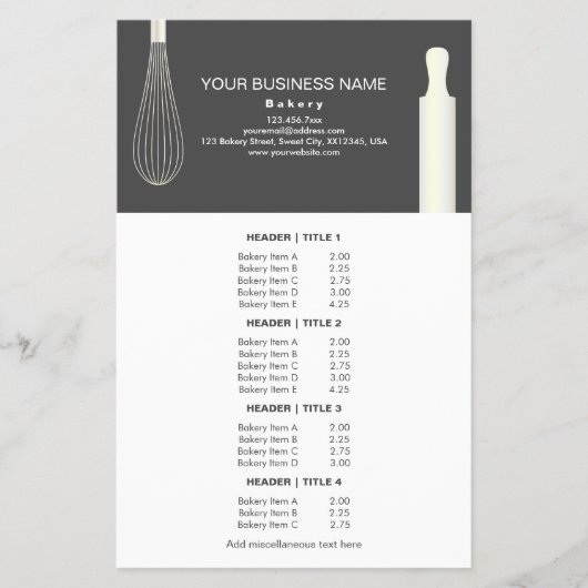 Einfache moderne Backwaren Business Koch Bäckerei Flyer (Vorne)