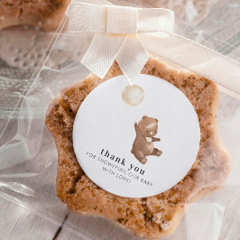 Einfache moderne Bären & Ballon Babydusche Vielen  Runder Aufkleber