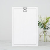 Einfache, moderne Basis-Anfangsgrenze für Monogram Briefpapier (Stehend Vorderseite)