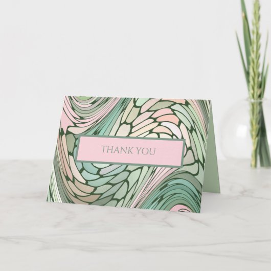 Einfache moderne Bat Mitzvah Rosa und Grün Dankeskarte (Vorderseite)