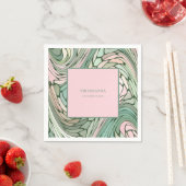 Einfache moderne Bat Mitzvah Rosa und Grün Serviette (Beispiel)