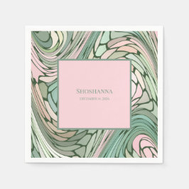 Einfache moderne Bat Mitzvah Rosa und Grün Serviette