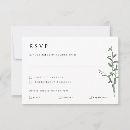 Einfache moderne Baumzweig Botanische Hochzeit RSV RSVP Karte (Vorderseite)