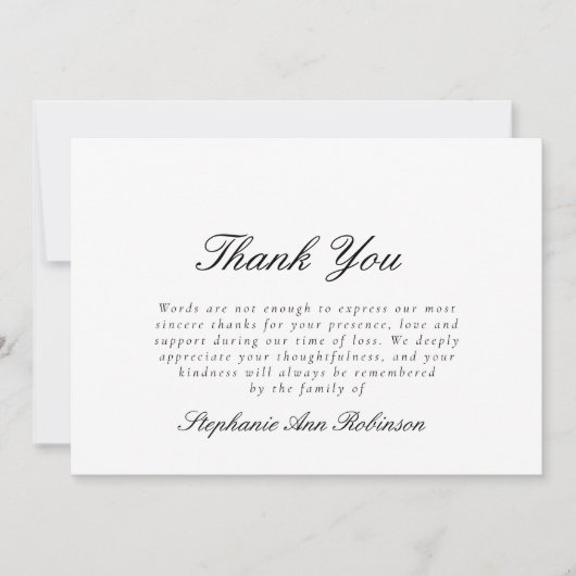 Einfache moderne Beerdigung Dankeskarte (Vorderseite)